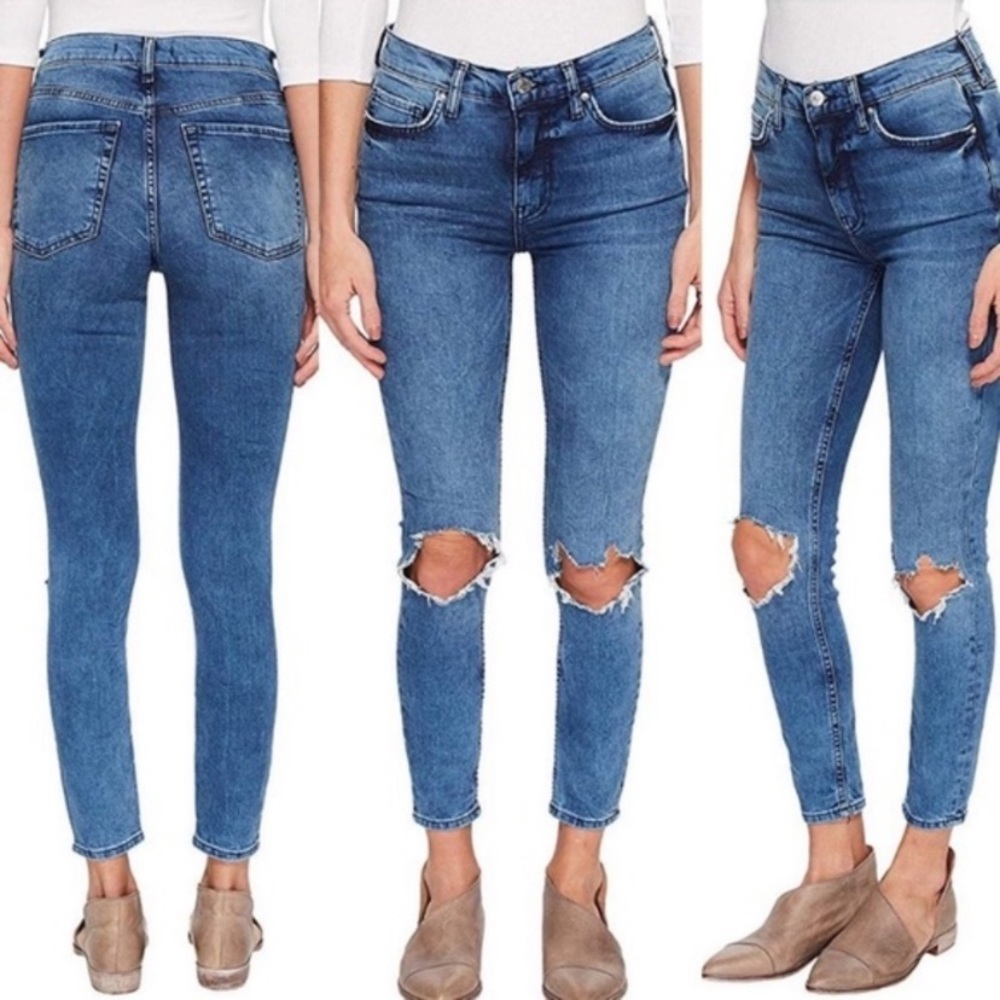 Free People high rise destroyed skinny jeans NWT